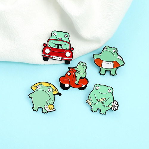 5 Pieces Cute Frog Enamel Pin Brooches Backpack Animal