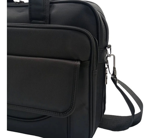 Portafolio Pc Porta Notebook Con Divisiones Extensible Negro Poliéster Níquel Negra
