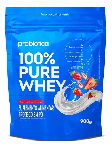 100% Pure Whey Refil 900g Probiótica Whey Concentrado Sabor Iogur...