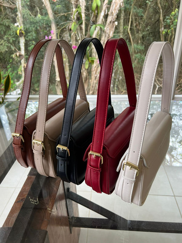 Bolsa Feminina Baguete Transversal Tiracolo Pequena Festa Cor Preto Desenho Do Tecido Lisa