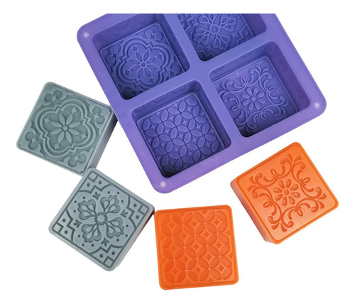 Molde De Silicona Para Jabón De Flores, 4 Cavidades, Molde