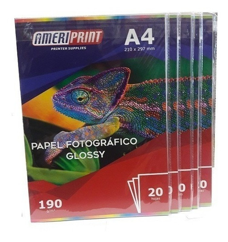 Papel Fotográfico Glossy A4 X20 190g Ameriprint Color Blanco