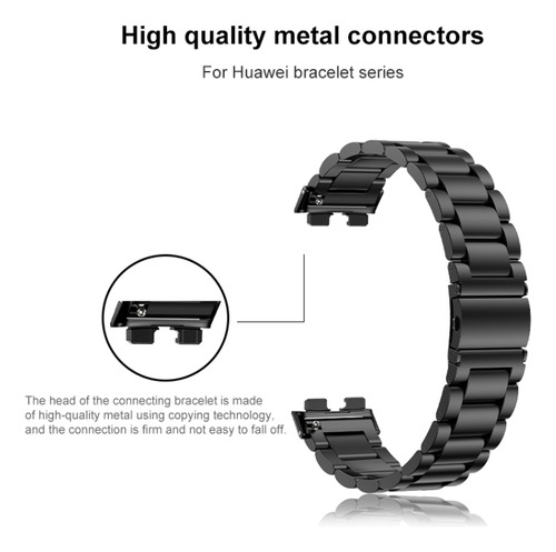 Correa De Metal Negra De Tres Bandas De 16 Mm Para Huawei Ba