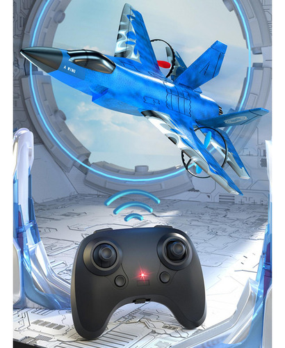 Avião De Espuma Rc Com Controle Remoto, Portátil, Azul