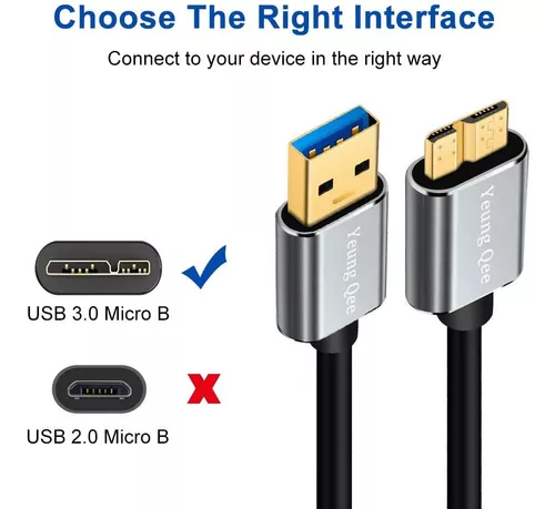 Cable micro USB 3.0 tipo B macho a USB tipo A macho