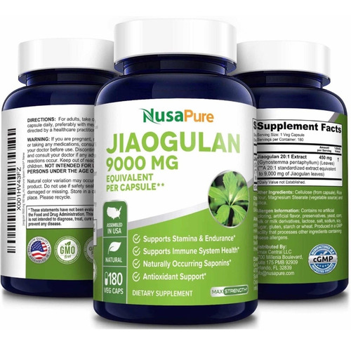 Imagen 4 de 5 de Jiaogulan 9000mg (180 Cápsulas) Nusapure Hecho En E.u.