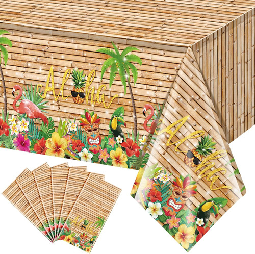 6 Manteles Hawaianos Con Diseño De Luau Para Fiestas, Mantel