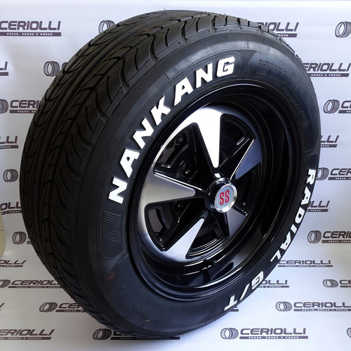 Kit Roda Opala Ss R15 + 4 Pneus 205 60 15 Nankang Radial Gt Cor Preto Borda Diamantado