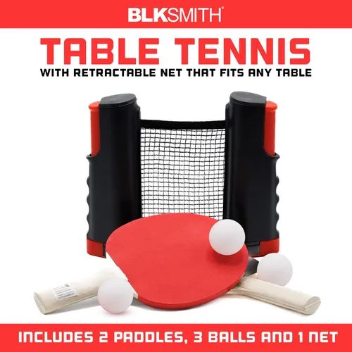 Blksmith Juego De Ping Pong Ajustable Con Red Retractil, Kit