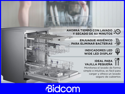 Lavavajilla Samsung 14 Cubiertos Dw60m6050fs Silver Bidcom
