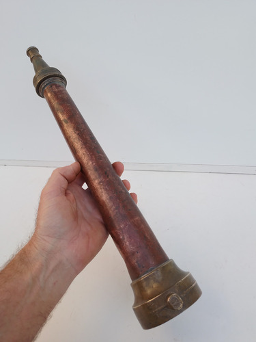 Antiguo Pico Lanza Manguera Incendio Bombero, Cobre Y Bronce (Usado)