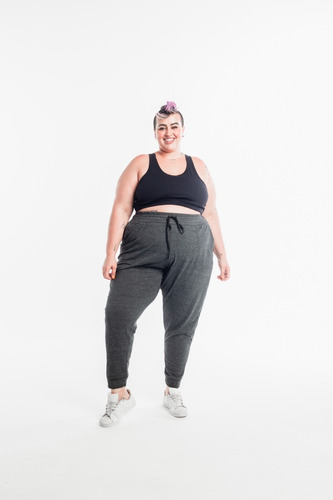 Imagem 2 de 7 de Jogger Plus Size Piquet Mescla Wonder Size