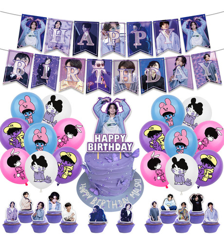 Kit Fiesta Bts Globos De Cumpleaños Infantil Decoración