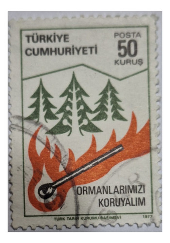 Estampilla Sello Postal Turquia / Protection Of Forests 1980