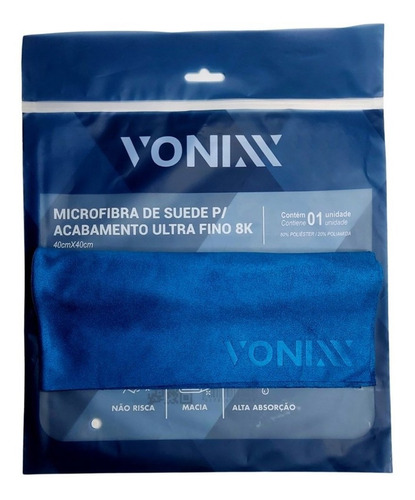 Pano De Microfibra Suede P/ Vidro Ultra Fino 40x40cm 200gsm Cor Azul