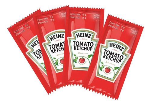 200 Sobres 9gr C/u Salsa Catsup Heinz Ketchup 
