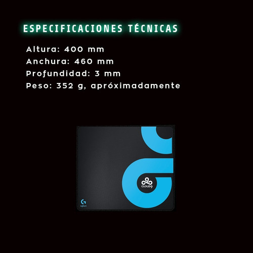 Mouse Pad gamer Logitech G G640 Serie G de tela Cloud 9 l 40mm x 46mm x 3mm negro/azul