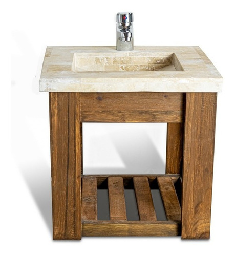 Imagen 6 de 10 de Vanit 40cm Bacha Travertino Inodoro Asiento Envio Gratis