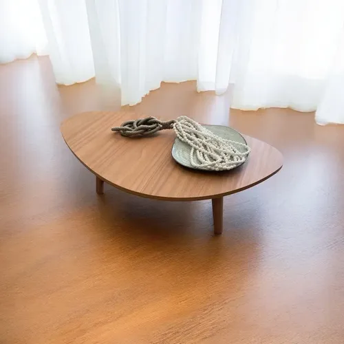 Mesa De Centro Decorativa Design Orgânico Sala Pés Madeira