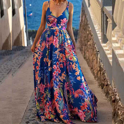 Elegante Vestido Lencero Estampado