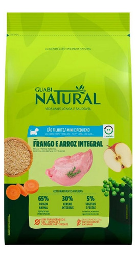 Ração Cães Guabi Natural Filhote Mini/peq Frango E Arroz 1kg