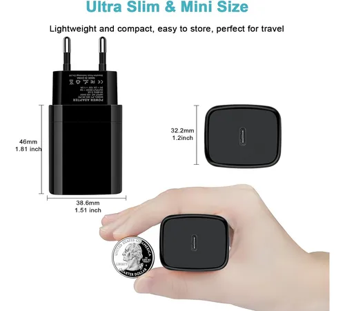 Adaptador Usb C, Adaptador De Enchufe Europeo, Paquete De 2