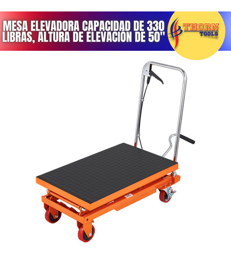 Mesa Elevadora Hidraulica 330lb 150 Kg Rango 11-50 PuLG Alto