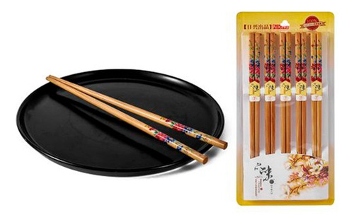 Palillos Palitos Chinos Bambu 10 Pares Reutilizables Sushi
