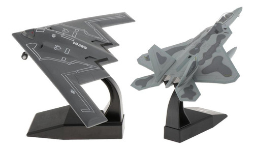 2pcs Aleación Diecast Alloy F-22 & B-2 Modelo De Avión De