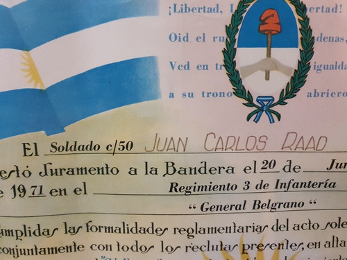 Antiguo Diploma Del Ejercito Juramento A La Bandera-050 (Usado)