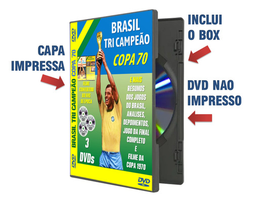 Dvds Futebol Copa 1970 Garrincha E Pelé Com 5 Discos