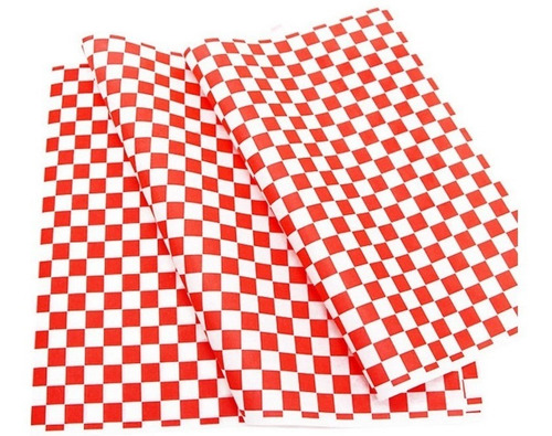 Papel Antigrasa Cuadros Rojos 34x28 Cm 1000u