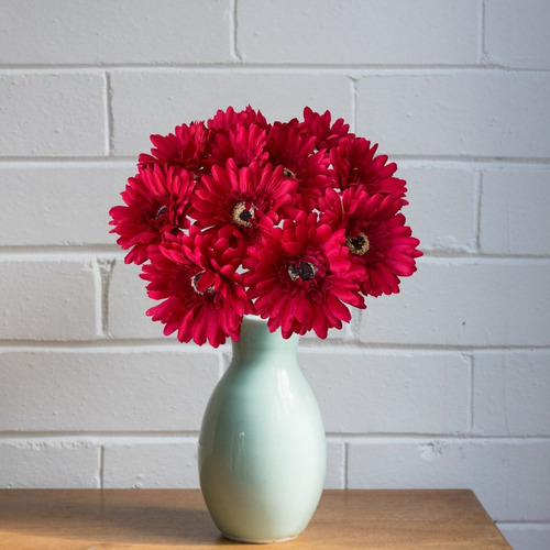 20 Galhos De Gerberas Artificiais Cores Variadas P/ Arranjos