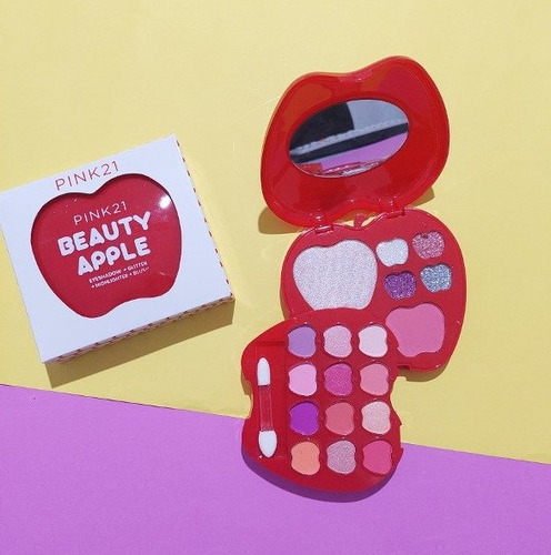 Kit Maquillaje Infantil Espejo Manzana Beauty Apple Pink21