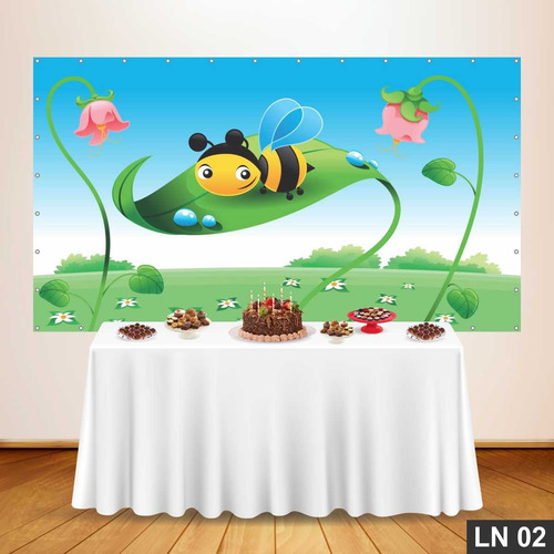 Imagem 2 de 6 de Painel De Festa Aniversário Abelha Abelhinha 1,50x1,00m Lona
