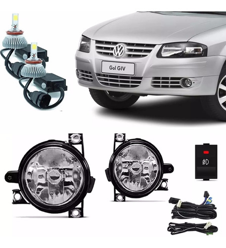 Farol Milha Neblina Gol G4 + Kit Super Led H3 6000k 