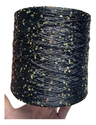 Hilo Con Lentejuelas Sherazade Cono Por 1kg Negro