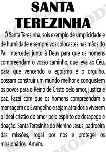 1000 Santinho Milheiro Santa Terezinha Personalize Oração