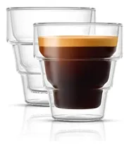 Comprar Joyjolt Pila - Vasos De Espresso De Doble Pared, Juego De 2 Tazas De Espresso De 3 Onzas De Capacidad. Vasos Térmicos Apilables De Vidrio Transparente, Ideales Para Cafetera Y Cafetera