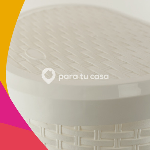 Imagen 2 de 5 de Cesto Tacho De Basura Plástico Simil Ratán Con Pedal 20 Lts.