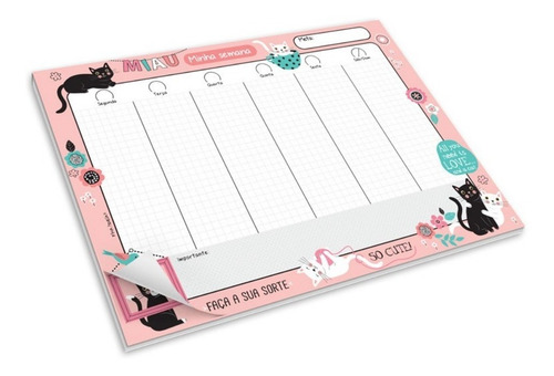 Imagem 3 de 6 de Caderno Fich.+bl. Semanal+01 Refil Pautado-gatos-c23
