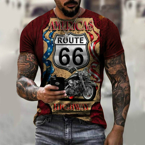 Personalidad Calle Ruta 66 3d Imprimir Patrón Camiseta