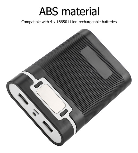 Capa Externa Preta Preta Com Bateria Diy Power Bank, 4 Unida