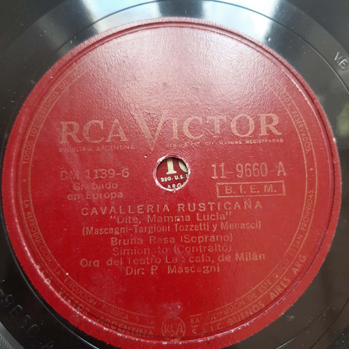 Pasta Pietro Mascagni Cavalleria 6-7 Rca Victor Tc25