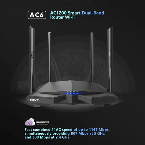 Tenda Ac1200 Smart Wifi Router, Cable De Doble Banda De A...
