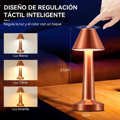 Time4buy 2pcs Oro Rosa 3 Colores Regulable Sensor Táctil Apertura Lámpara Decorativa LED Recargable Lámpara de Noche Lámpara de Mesa, Adecuado para el hogar dormitorio hotel restaurante bar cafetería