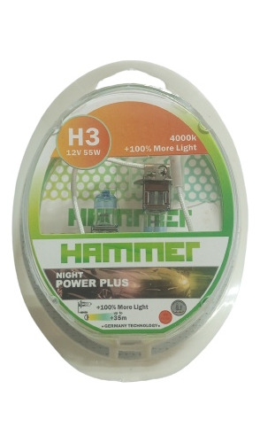 Bombillos Halógeno H3 Hammer Night Power Plus 12v 100%masluz