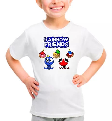 Camisa Camiseta Rainbow Friends Baby Blue Azul Vermelho