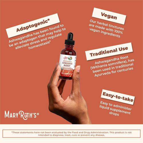 Suplemento Maryruth Organics Ashwagandha Root 60 Porções
