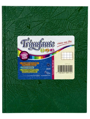 Cuaderno Triunfante 123 Tipo Abc X 50 Hjs Cuadriculadas Color Verde